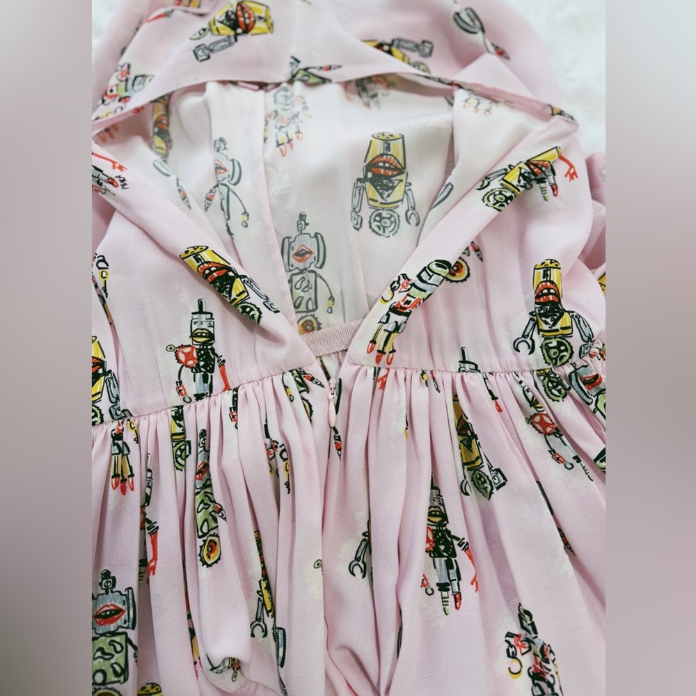 PRADA Pink ROBOT PRINT Drawstring Hem Sleeveless Spring DRESS - Picture 10 of 13